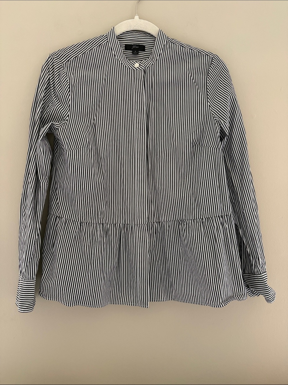 J. Crew Stripe Peplum Button-Front Shirt Size 4